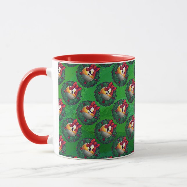 Mug Neuf boule dans la couronne Motif sur vert (Gauche)