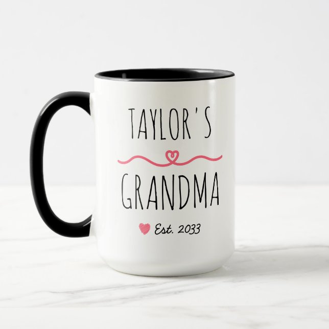Mug New Grandma with Custom Name, Title & Est. Year (Gauche)