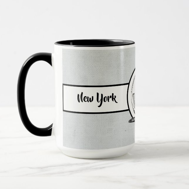 Mug New York City Élégant lin Ringer 15oz (Gauche)