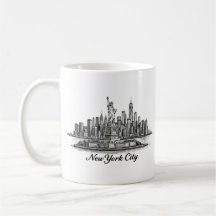 New York City Skyline Line Art Illustration