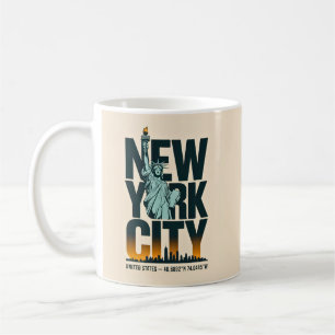 Mug New York City Typographie Statue de Liberty Skylin