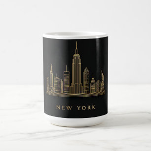 Mug New York Skyline Gold Line Art