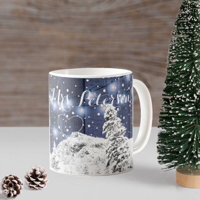 Mug Newlywed rustic winter monogrammed navy white (Créateur téléchargé)