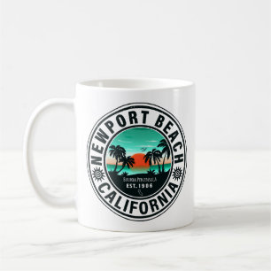 Mug Newport Beach California Retro Sunset Vacation 80s