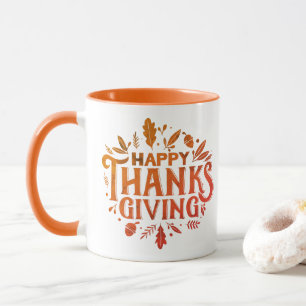 Mug Nice Bon thanksgiving texte avec Automne Feuille