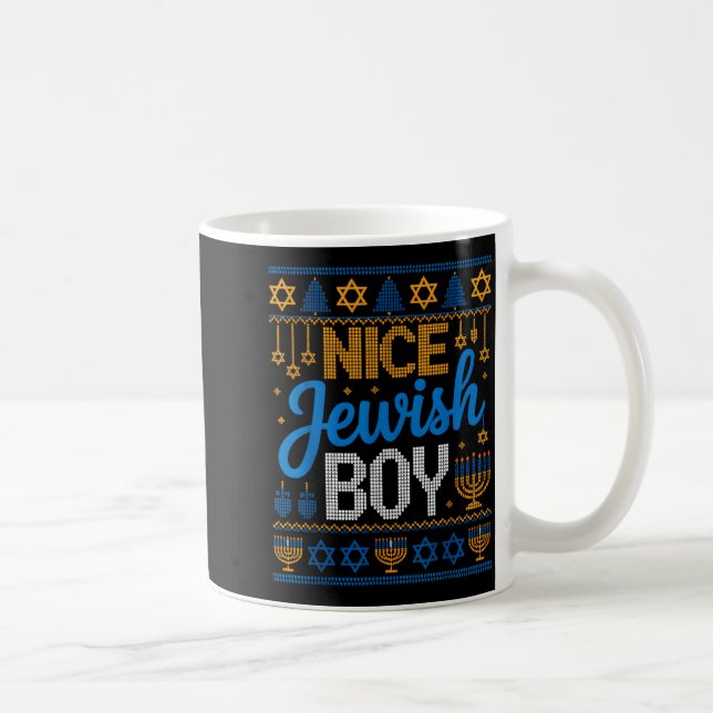 Mug Nice Jewish Boy Hanukkah Menorah Dreidel Ugly Swea (Droite)