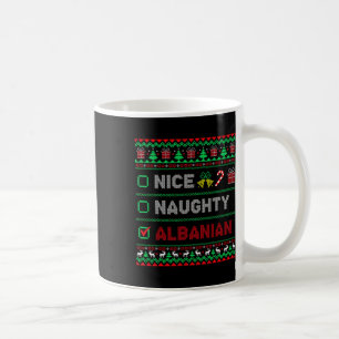 Mug Nice Naughty Albanie Liste de contrôle de Noël Alb