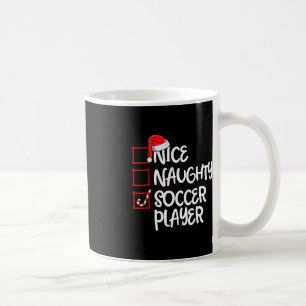 Mug Nice Naughty Soccer Joueur Fun Soccer Noël Li