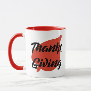 Mug Nice Texte Thanksgiving Typographie sur la feuille