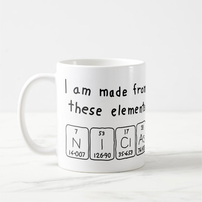 Mug Niclas zone de nom de table périodique (Gauche)