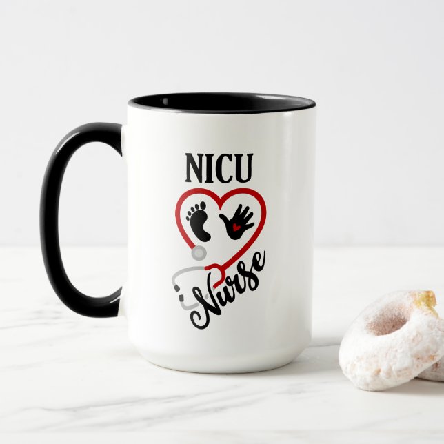 Mug NICU Nurse ajouter monogramme (Avec donut)