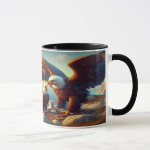 Mug Nidification de famille d'aigle au sommet d'une fa