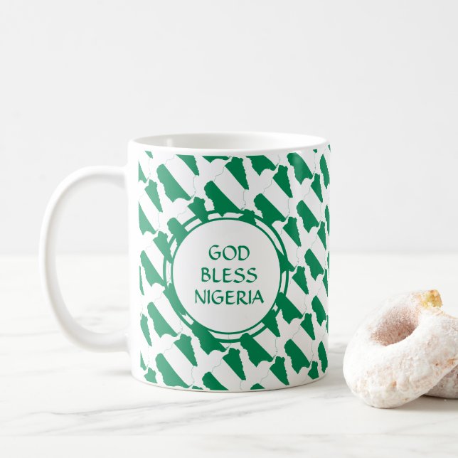 Mug NIGERIA Drapeau Patriotique Personnalisé Monogramm (Avec donut)