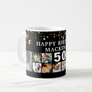 Mug N'Importe Quel Anniversaire 12 Photo Collage Gold 