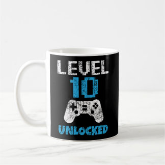 Mug Niveau 10 Amusants Déverrouillés 10E Anniversaire 