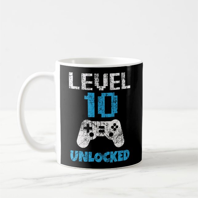 Mug Niveau 10 Amusants Déverrouillés 10E Anniversaire  (Gauche)