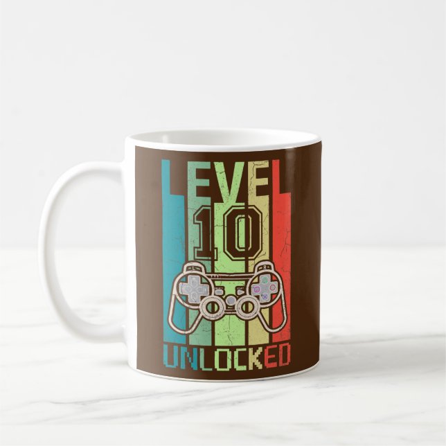 Mug Niveau 10 Jeu vidéo déverrouillé 10e anniversaire  (Gauche)