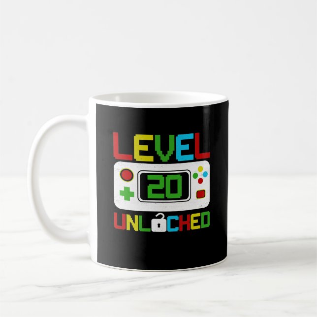 Mug Niveau 20 jeu vidéo déverrouillé 10e anniversaire  (Gauche)