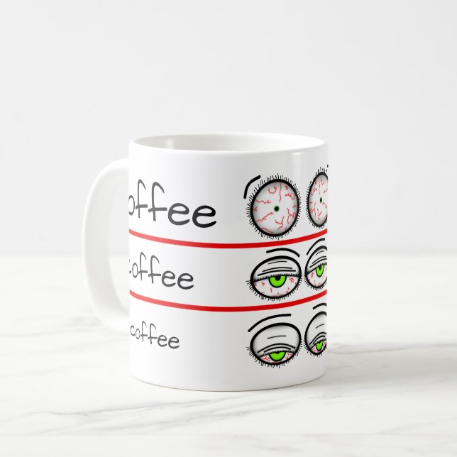 Mug Niveaux d'humeur de café drôles Design (Devant gauche)