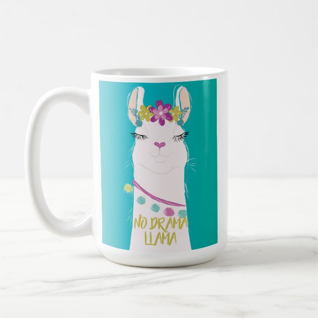Mug No Drama Llama illustration Monogramme (Gauche)