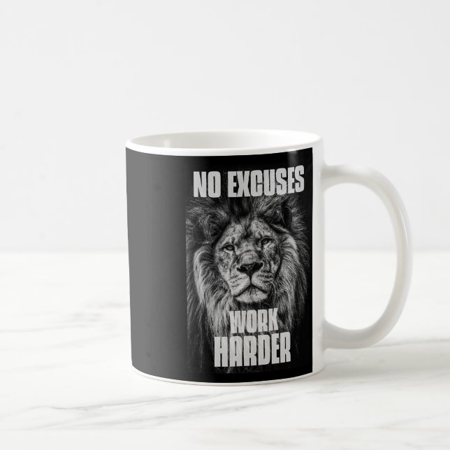 Mug No Excuses Work Harder Bodybuilding Gym Motivation (Droite)