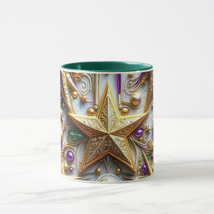 Mug NOËL ~ 3D ~ Blanc, Vert et Or ~