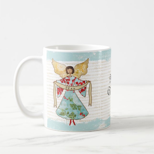 Mug Noël Angel Ajouter Année (Gauche)