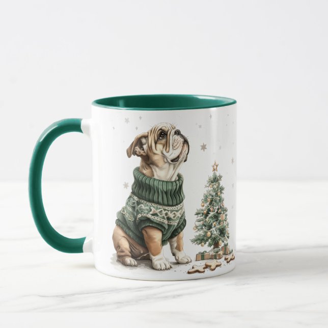 Mug Noël Anglais Chien de Noël Arbre (Gauche)