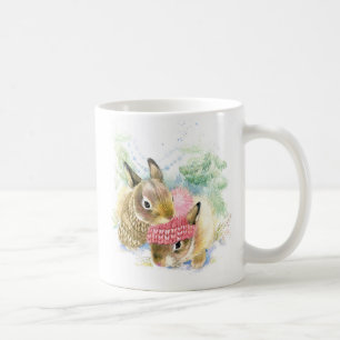 Mug Noël Aquarelle - Bunnies de forêt d'hiver