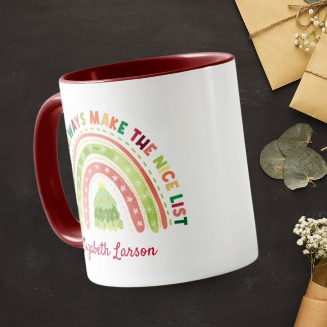Mug Noël Arc-en-ciel Appréciations Maroon (Créateur téléchargé)