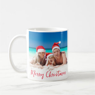 Mug Noël au soleil Famille photo blanc