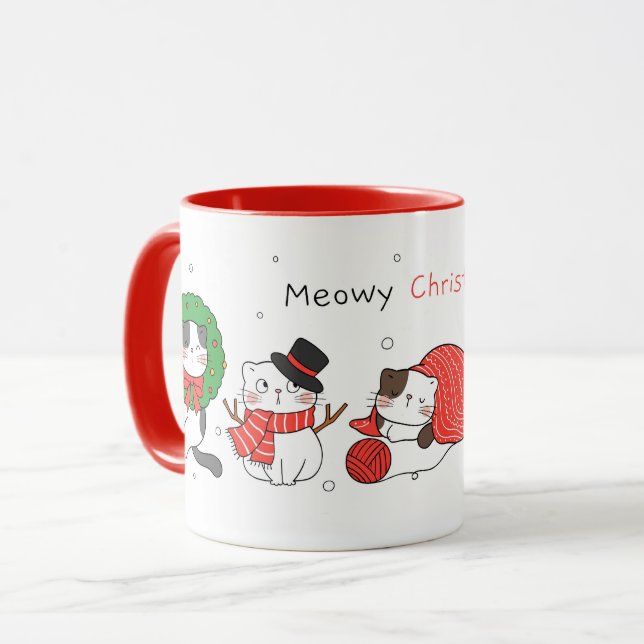 Mug Noël aux chats mignons (Devant gauche)