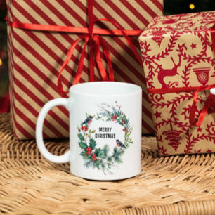 Mug Noël Berries Wreath Joyeux Noël Typographie