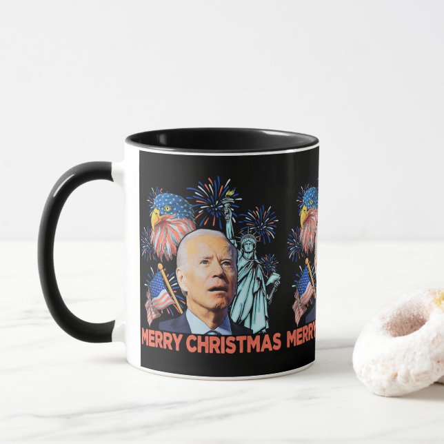 Mug Noël Biden Drôle Joe Biden Confus Noël (Avec donut)