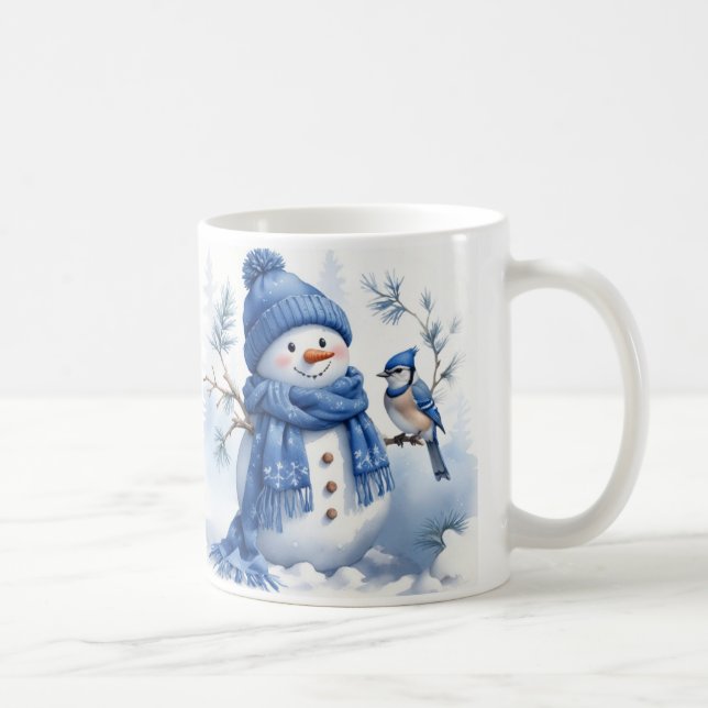 Mug Noël bleu - Snowman (Droite)