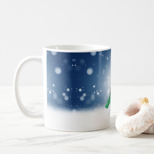 Mug Noël bonhomme de neige SlipperyJoe foulard vert m (Avec donut)