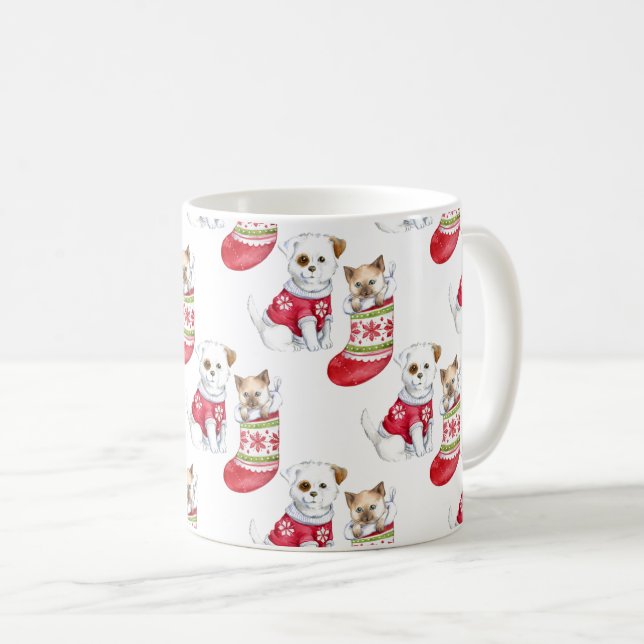 Mug Noel Chien & Chat Stockings (Devant droit)