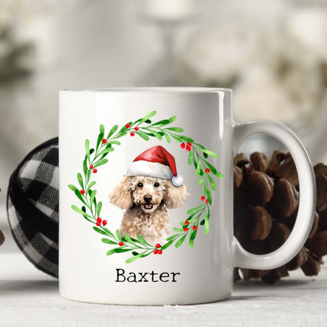Mug Noël Chien Poodle Santa Hat Holiday (Créateur téléchargé)