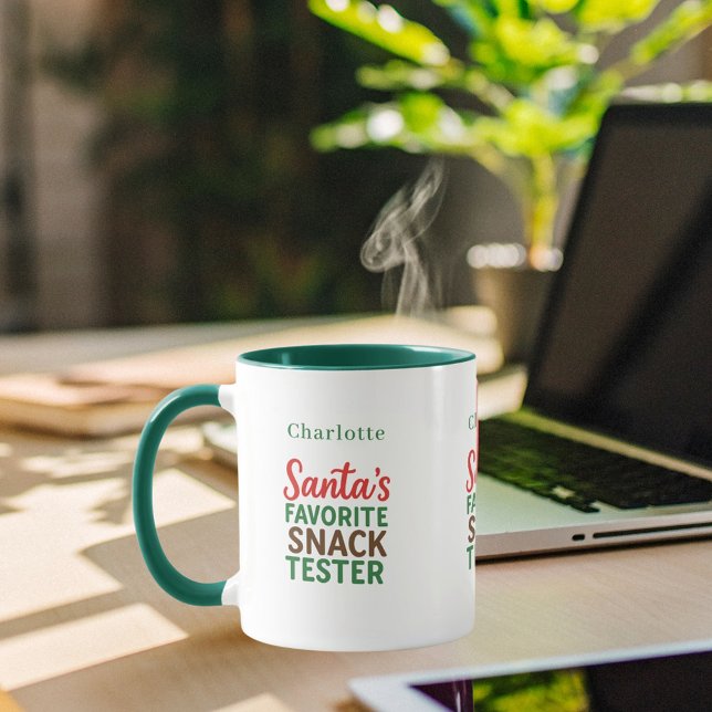 Mug Noël citation drôle nom du testeur de snack (Créateur téléchargé)