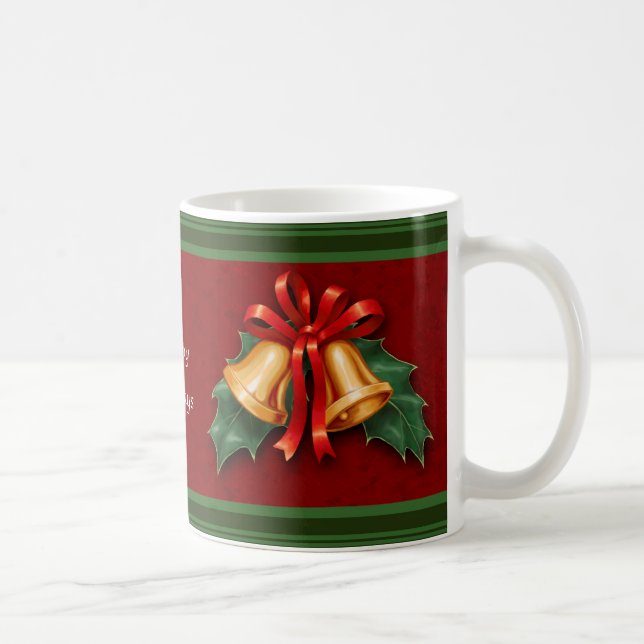 Mug Noël cloches et Holly Feuille rouge (Droite)