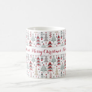 Mug Noël coloré arbre de Noël rouge forêt verte
