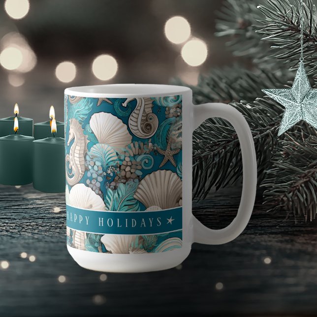 Mug Noël côtier Bold Motif hippocampe #4 ID1009 (Créateur téléchargé)