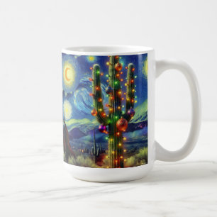 Mug Noël dans le désert Saguaro Cactus bleu vert