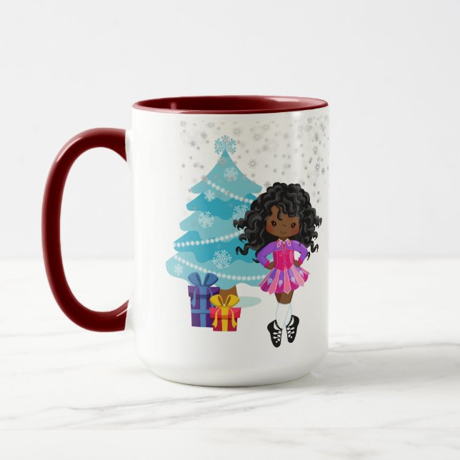 Mug Noël de la danseuse irlandaise africaine personnal (Gauche)