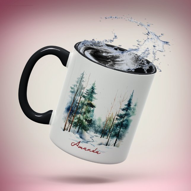 Mug Noël de la pinède vert pâle (Créateur téléchargé)