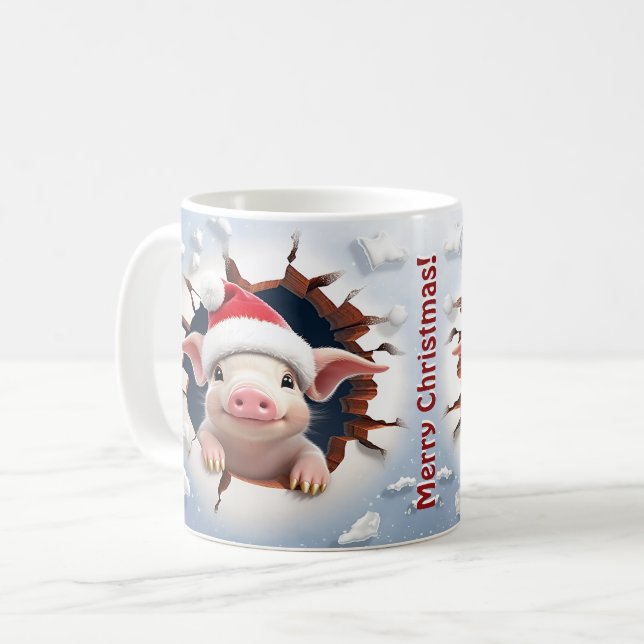 Mug Noël de la puce 3D (Devant gauche)