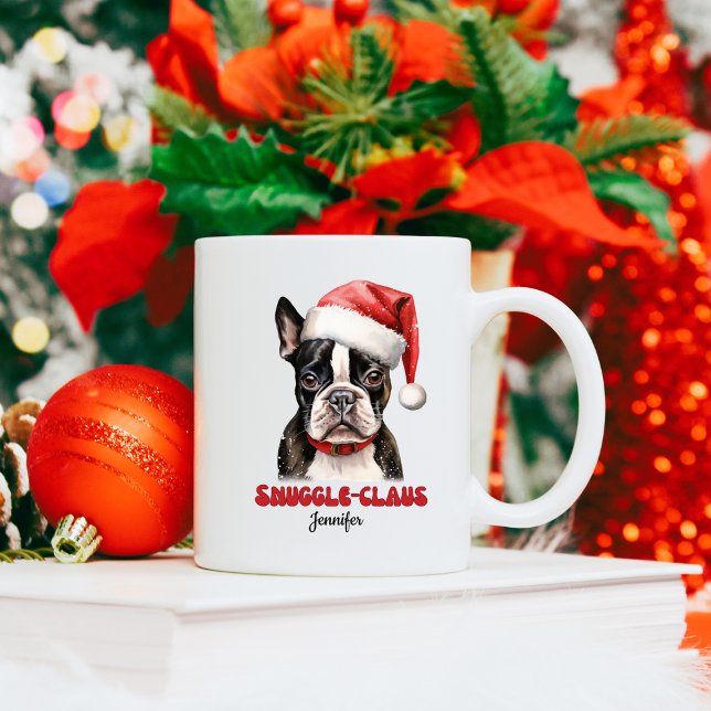 Mug Noël de Noël personnalisé de Cute Boston Terrier (Créateur téléchargé)