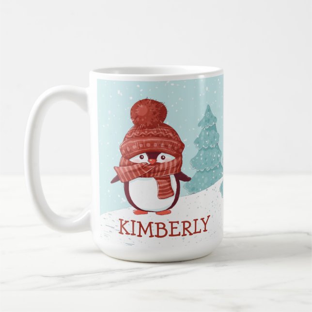 Mug Noël de pingouin personnalisé (Gauche)