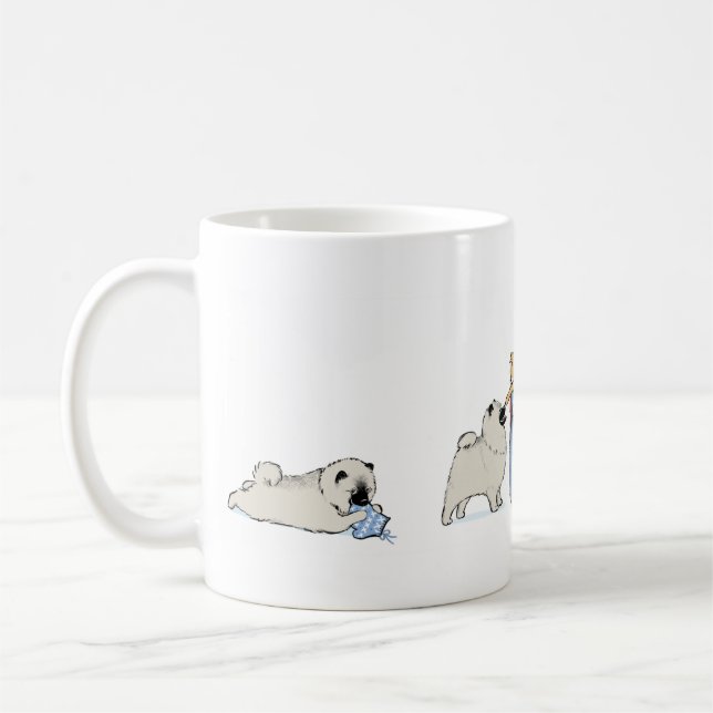 Mug Noël des Chiots de Keeshond | Vacances Cute Keesie (Gauche)