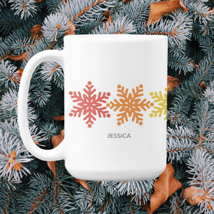 Mug Noël des flocons de neige colorés modernes
